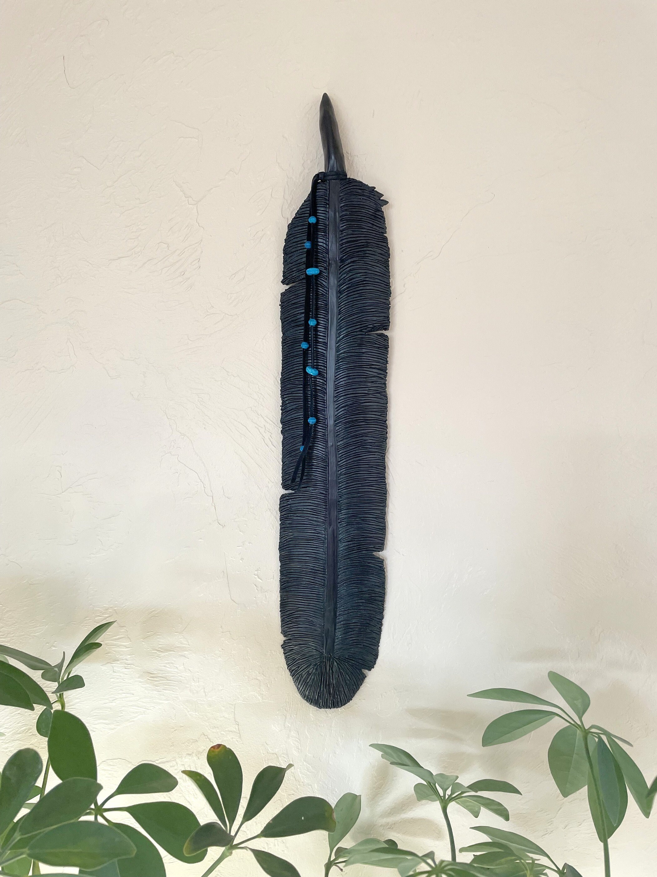 Raven Feather Extra Large Clay Wall Art Native American Inspired - Etsy