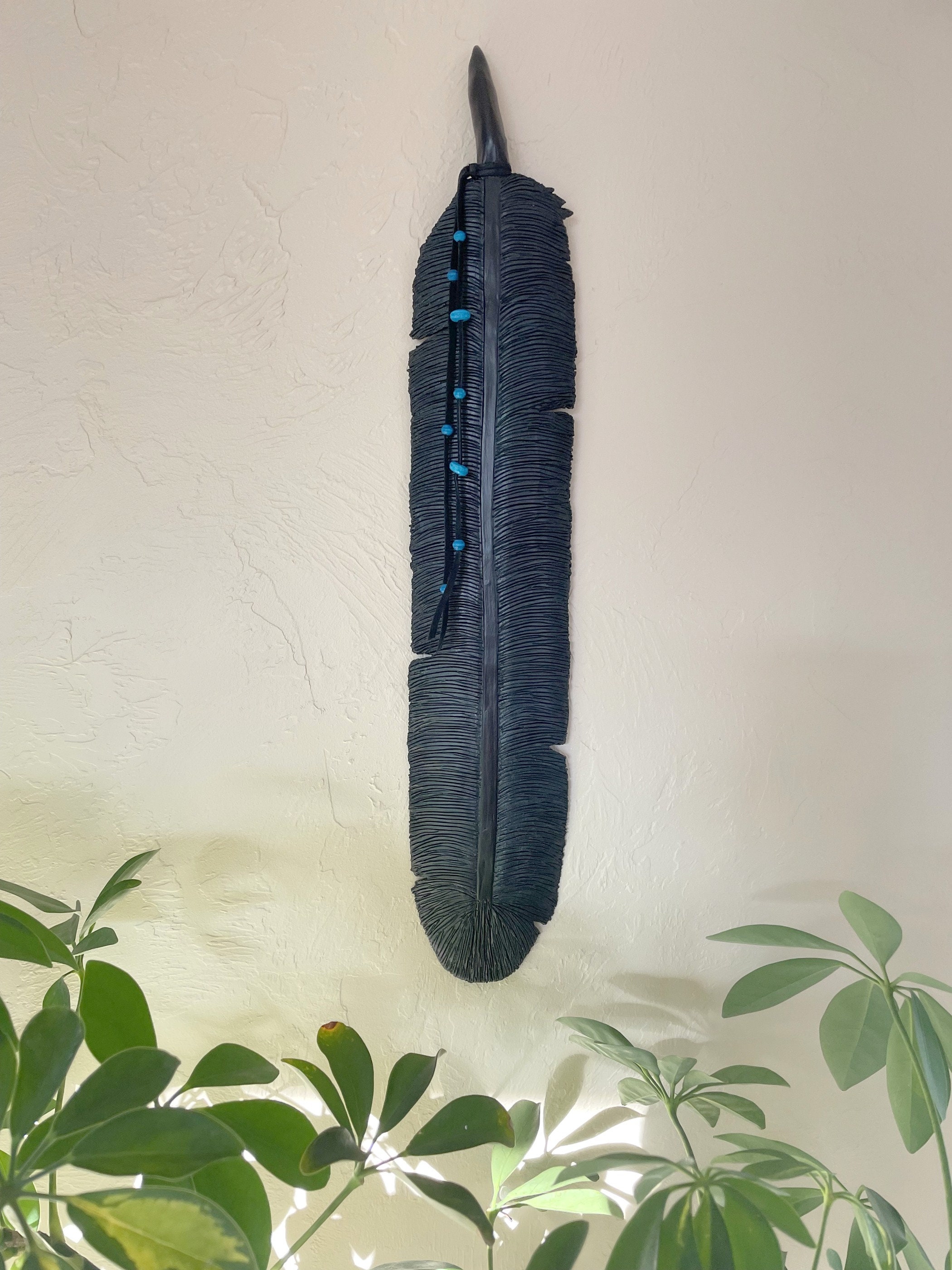 Raven Feather Extra Large Clay Wall Art Native American Inspired - Etsy