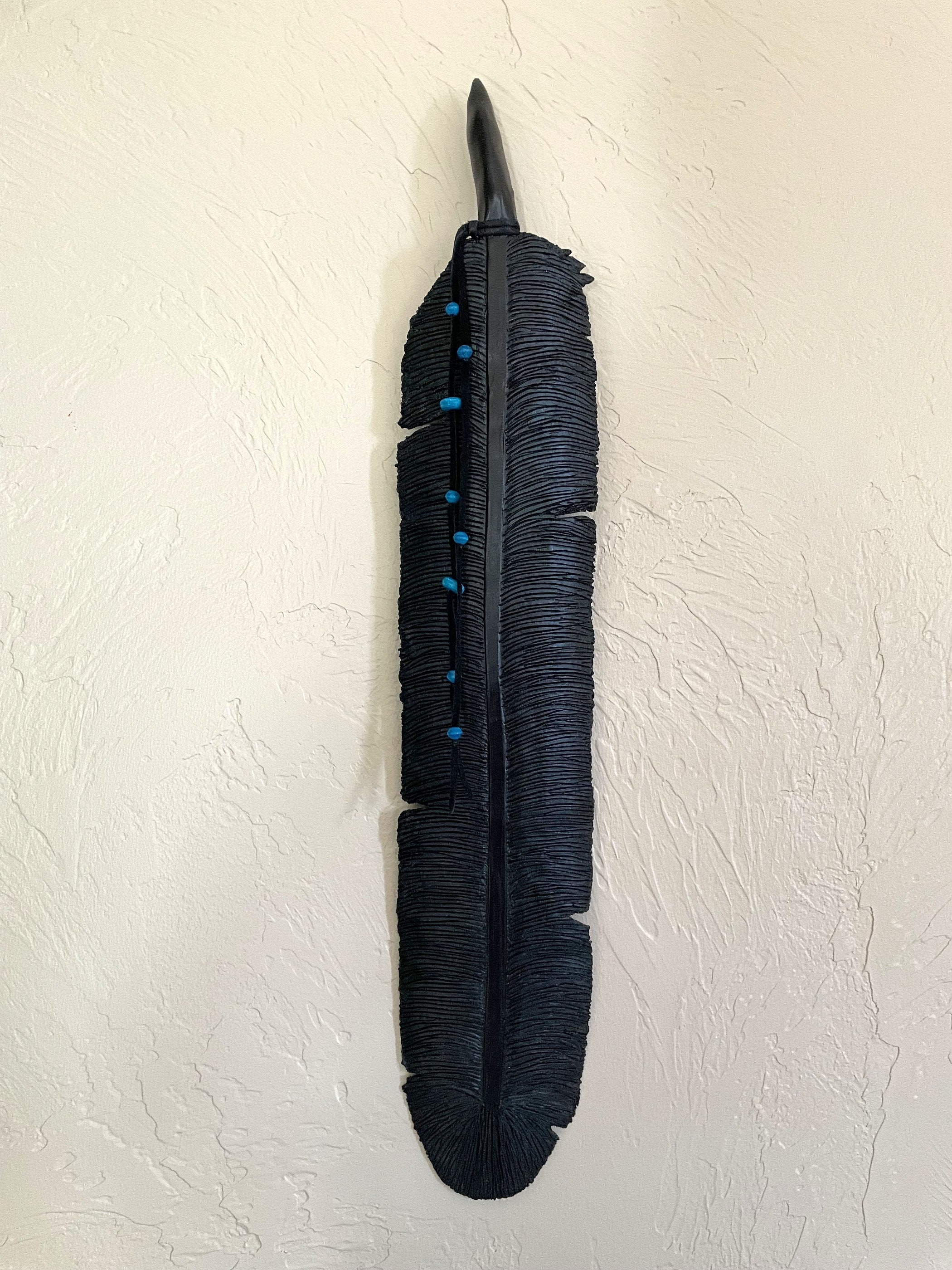 Raven Feather Extra Large Clay Wall Art Native American Inspired - Etsy