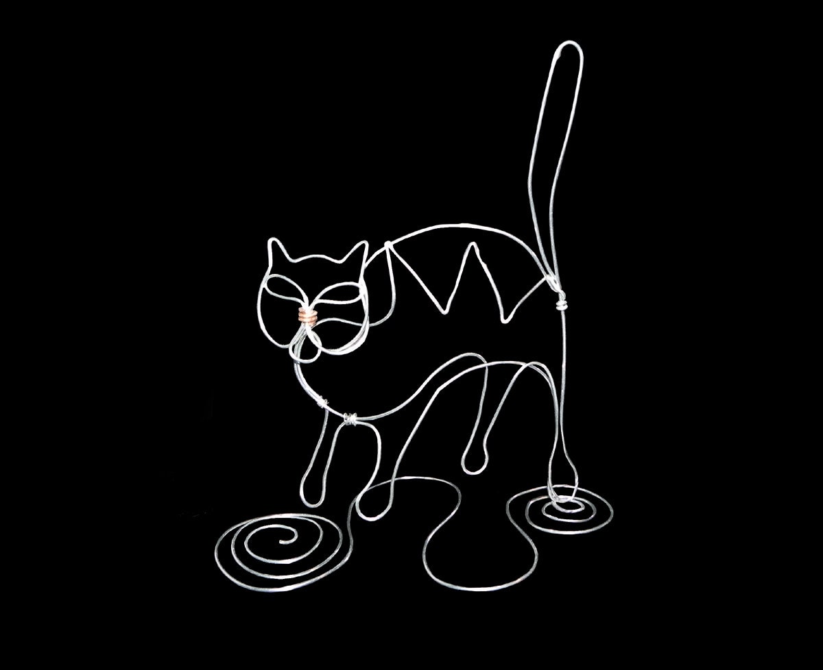 A Cat Wire Sculpture Picture Or Card Holder 1 Piece 042 Etsy