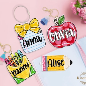 Personalized Kids Name Tag, Back to School Gift for Kid, First Day Of School Keyring, Water Bottle Tag, Diaper Bag Tag, Lunchbox Name Tag
