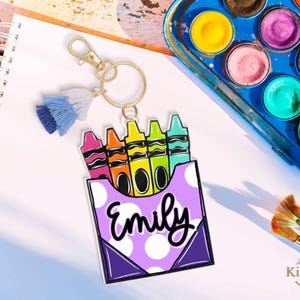 Crayon Box Backpack Name Tag, Custom Backpack Name Tag For Kids, Back to School Gifts, Backpack Name Keychain, Lunch Box Tag, Diaper Bag