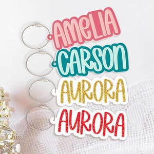 Personalized Kids Name Bag Tag, Gilter Backpack Keychain, Back to School Gifts, Lunchbox Name Tag, Water Bottle Tag, Kids Tag, Diaper Bag