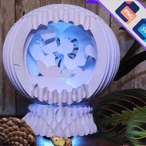 Modèle pop-up Premier bisous, globe pop-up SVG pour projets Cricut, forme de tranche de boîte à lumière 3D, veilleuse globe bricolage