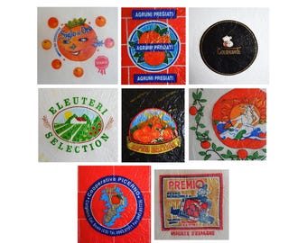 Vintage mediterrane Spanien Italien 8 Stück Geschenkpapier / Retro Obst-Wrapper