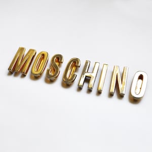 Letras vintage de Moschino para cinturón o bolso / Letras vintage de Moschino para cinturón de metal, accesorios Moschino / Letras del logo de Moschino de los 90, logo del diseñador