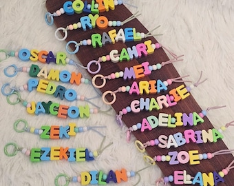 Personalized Beaded Name Keychain: Colorful Kids Backpack Tag