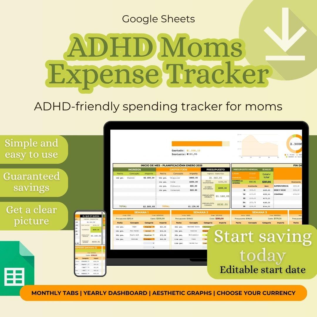 Tracking For Less Adhd-friendly Expense Tracker for Moms and Families | Start Saving ...