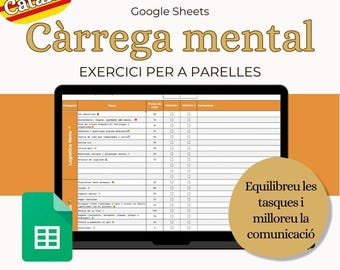 Plantilla càrrega mental parella | Repartiment tasques domèstiques | Google Sheets editable