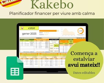 Plantilla Google Sheets Kakebo| Finances per a mares | Comença a estalviar avui | CATALÀ | Finances personals i estalvi
