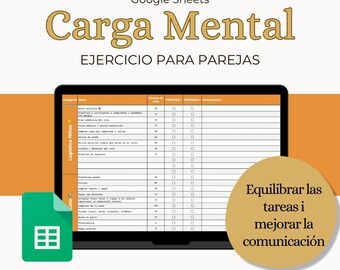 Carga mental en pareja | Reparto de tareas domésticas | Plantilla Google Sheets editable