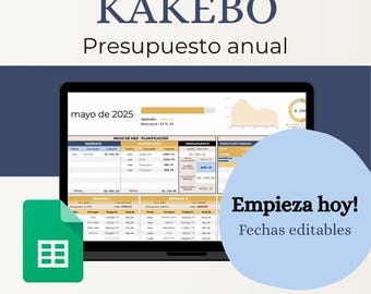 Plantilla Kakebo Google Sheets en español | Finanzas personales | Plantilla editable | 12 meses + resumen anual | Edición Sunny Breeze