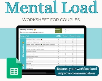 Mental Load for Couples with Kids | Family Task Organizer Exercise | Google Sheets Template for Sharing Household Responsibilities