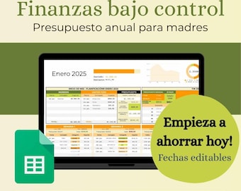Plantilla Google Sheets finanzas para madres | Empieza a ahorrar hoy | En español | Finanzas personales y ahorro