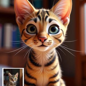 Custom Pixar-Style Pet Portrait from Photo –  Cat Memorial Gift, Dog Memorial Gift, Digital File