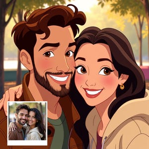 Custom Disney-Style Character, Personalised Family Portrait, Cartoon Portrait From Photo, Disney Style Couple, Digital File