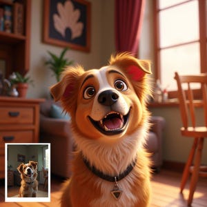 Custom Pixar-Style Pet Portrait from Photo –  Dog Memorial Gift, Cat Memorial Gift, Digital File