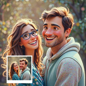 Custom Pixar-Style Character, Personalized Family Portrait, Cartoon Portrait From Photo, Disney Style Couple, Digital File