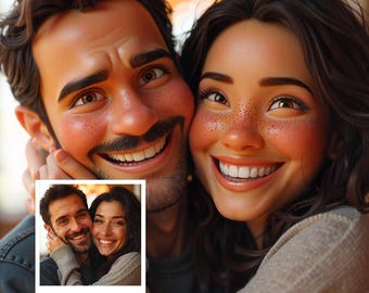 Valentines Day Gift, Valentine Gift Cartoon Portrait From Photo Romantic Gift for Her, Romantic Gift for Him, Digital File