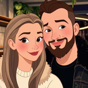 Custom Disney-Style Character, Personalised Family Portrait, Cartoon Portrait From Photo, Disney Style Couple, Digital File