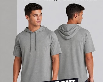 Blank Short Sleeve Hooded Performance Shirt — Lightweight Sports Hoodie, Plain Athletic Tee
