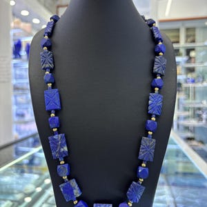 Vintage Lapis Lazuli Beaded Necklace: Handmade Tibetan Design