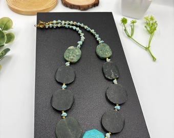 Vintage Jade & Turquoise Handcrafted Necklace