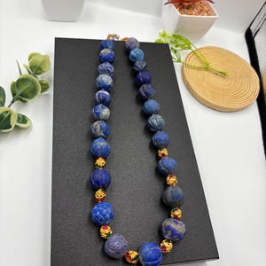 Vintage Lapis Lazuli Necklace: Handcrafted Indian Beadwork
