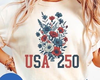 4th Of July floral Shirt, Freedom shirt,Patriotic Women Tee,Independence Day tee,American tee Woman,Memorial Day shirt,USA 250th Anniversary
