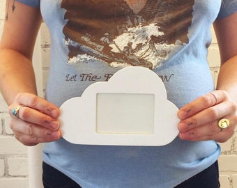 3x4 Cloud Shape Picture Frame in Solid COLOR of YOUR CHOICE - 3 x 4 inch Landscape Table Top or Wall Hanging Picture Frame Sonogram Photo