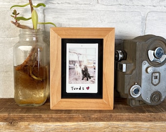 Picture Frame for Small Instant Camera Print in Peewee Style Solid Hardwood - Select Wood - 3.25 x 4.5 inch Frame - Print Size 55 cm x 85 cm