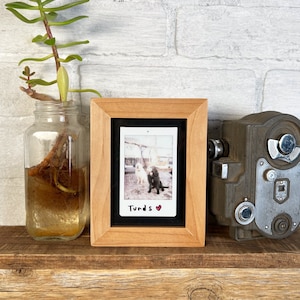 Picture Frame for Small Instant Camera Print in Peewee Style Solid Hardwood - Select Wood - 3.25 x 4.5 inch Frame - Print Size 55 cm x 85 cm