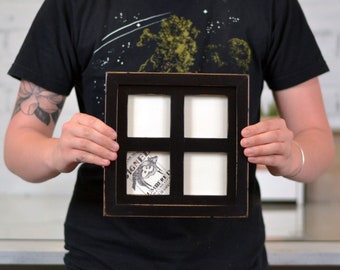 Window Pane Style Multiple Opening Frame for 3x3" up to 5x5" Photos with Deep Flat Build Up in Finish COLOR of YOUR CHOICE - Collage Frame