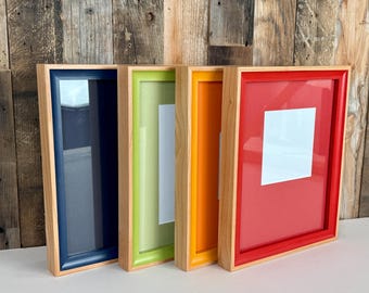 Monochrome 8x10 inch Frame With Mat - Choose Your Photo Size & Color of Your Choice in FOXY MINUS ALDER Style - Free Shipping