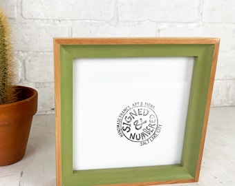 SHIPS RIGHT AWAY - 6x6 Picture Frame in Foxy Alder Minus Style with Guacamole Wash - In Stock - 6 x 6 Photo Frames on Sale Green Decor