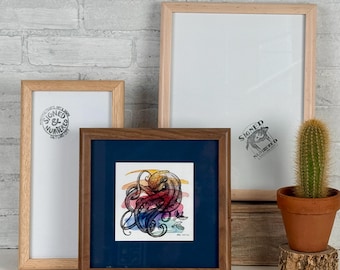 Natural Hardwood of Your Choice in DEEP ROUNDED style - Choose your frame size - 2x6 up to 20x20" - Mid Century Modern Frame