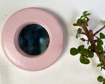 3" Diameter Circle Mirror Frame with Solid Baby Pink Finish - Outside Dimensions 5.5x5.5 inches - IN STOCK - Ships Right Away 3x3