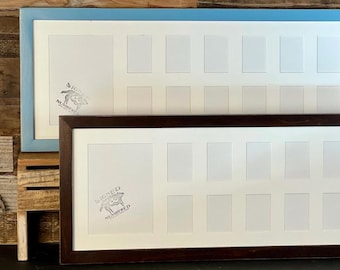 9.5 x 25.5-inch "School Days" Frame with Mat Windows for (1) 5x7 and (12) 2x3" Photos 1x1 Flat Style - Includes Plexiglass