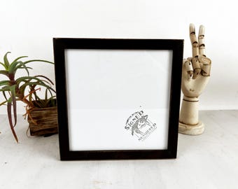 8x8 Picture Frame - SHIPS TODAY - Square Frame Peewee Style with Vintage Dark Wood Tone Finish - In Stock - 8 x 8 inch Thin Wood Photo Frame