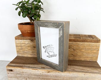 SHIPS TODAY - 4x6 Picture Frame - Deep Flat Style on Oak with Weathered Silver Finish - In Stock - 4 x 6 Photo Frame Metallic