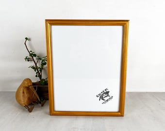 SHIPS TODAY - 11x14" Picture Frame - Deep Double Cove Style with Vintage New Gold Finish - In Stock - Handmade 11 x 14 Canvas Depth Frame