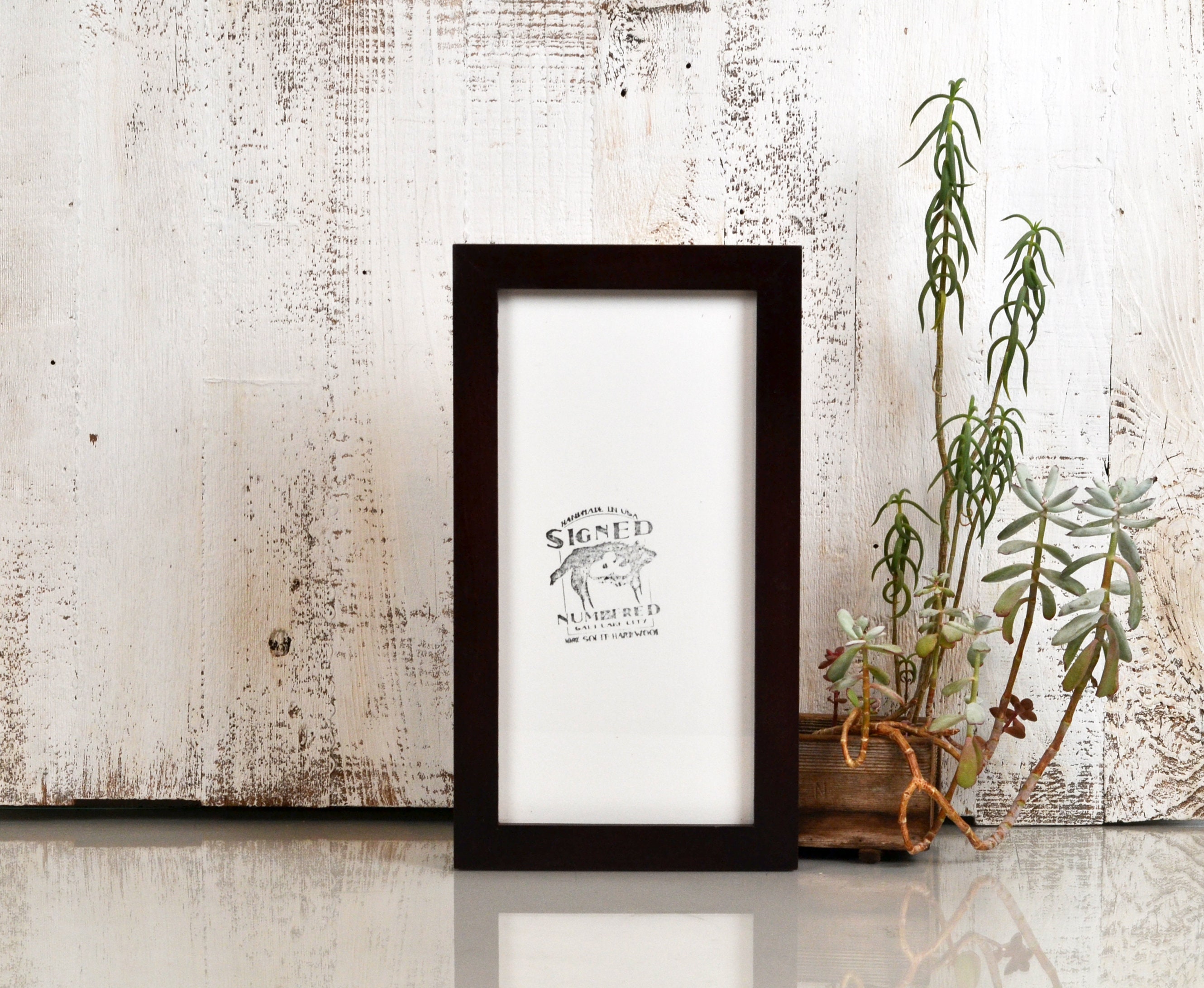 6x12 Panoramic Picture Frame 1x1 Flat Style with Solid Mahogany Finish