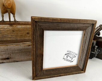 SHIPS RIGHT AWAY - 7x7 Picture Frame in Rustic Reclaimed Cedar Build Up Style - In Stock Upcycled Wood Frame 7 x 7 Square