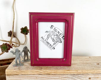 3.25 x 4.5" Picture Frame - SHIPS TODAY - 1x1 Double Cove Style with Vintage Cerise Pink Finish - In Stock - 3.25x4.5 inch Frame