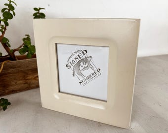 SHIPS TODAY - 4x4 Square Picture Frame - 1.5 Inside Cove Style with Solid Gloss Ivory Finish In Stock - Frame 4x4"