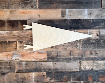 SHIPS TODAY - Blank Wooden Pennant Sign - Ready for Painting - Wood Craft - Wall Hanging Solid Wood - Classic Pennant Flag Design