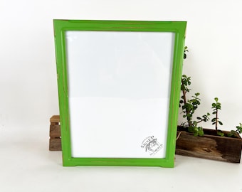 SHIPS TODAY - 11x14" Picture Frame - 1x1 Shallow Bones Style with Vintage Green Pear Finish - In Stock - Handmade 11 x 14 Frame