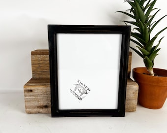 SHIPS TODAY - 8x10 Picture Frame in 1x1 Shallow Bones Style with Vintage Black Finish - In Stock - 8 x 10 Photo Frame