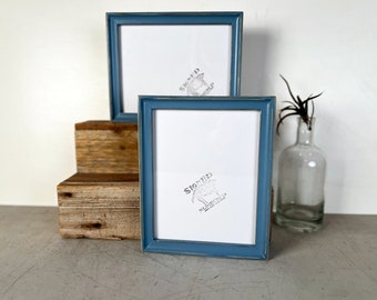 SHIPS TODAY - 7x9 Picture Frame - Foxy Cove Style with Vintage Smokey Blue Finish - In Stock - 7 x 9 inch Photo Frame