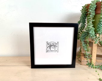 8x8 Picture Frame - SHIPS TODAY - Square Frame Peewee Style with Vintage Black Finish - In Stock - 8 x 8 inch Thin Wood Photo Frame
